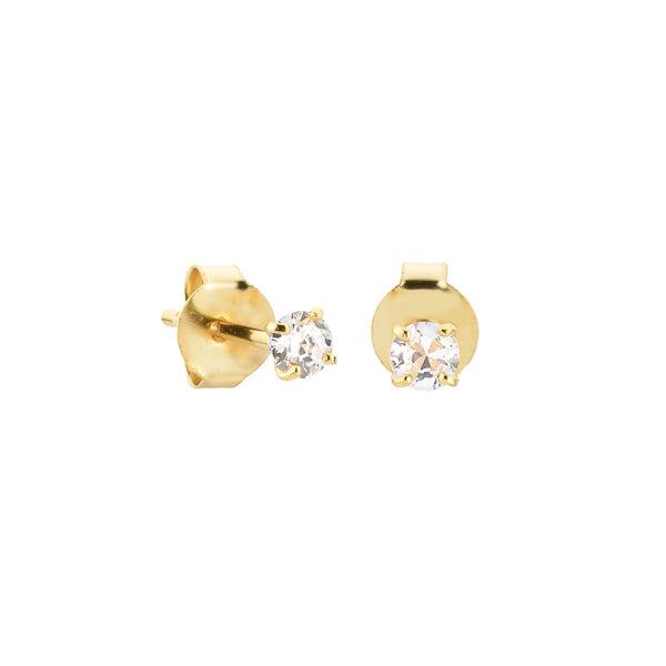 3mm Gold Cubic Zirconia Stud Earrings | Womens Stud Earrings Earrings Simple Earrings