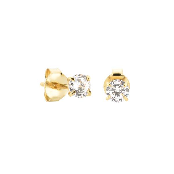 4mm Gold Cubic Zirconia Stud Earrings | Womens Simple Earrings Earrings Simple Earrings