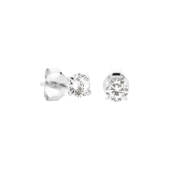 4mm Silver Cubic Zirconia Stud Earrings | Womens Simple Earrings Earrings Simple Earrings