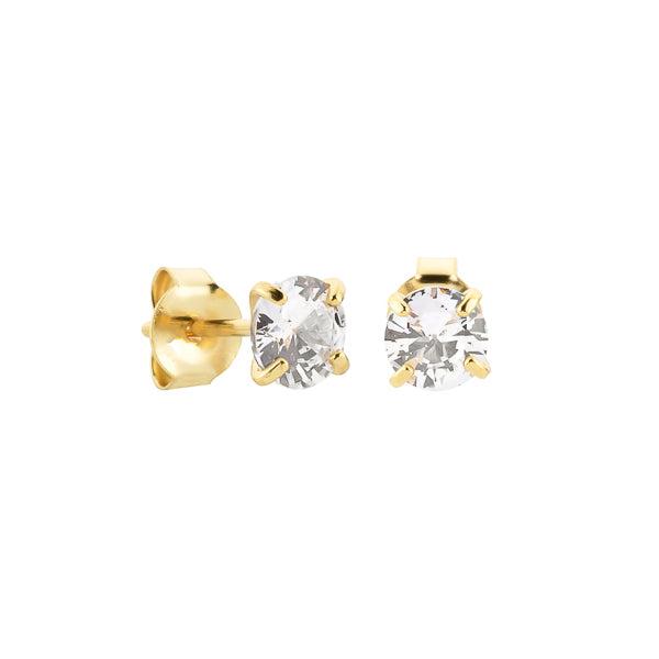 5mm Gold Cubic Zirconia Stud Earrings | Womens Stud Earrings Earrings Simple Earrings