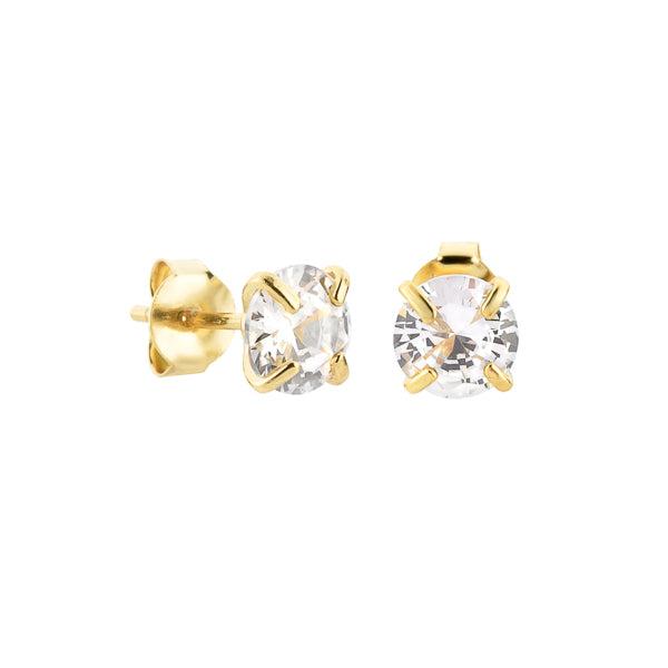 6mm Gold Cubic Zirconia Stud Earrings | Womens Simple Earrings Earrings Simple Earrings