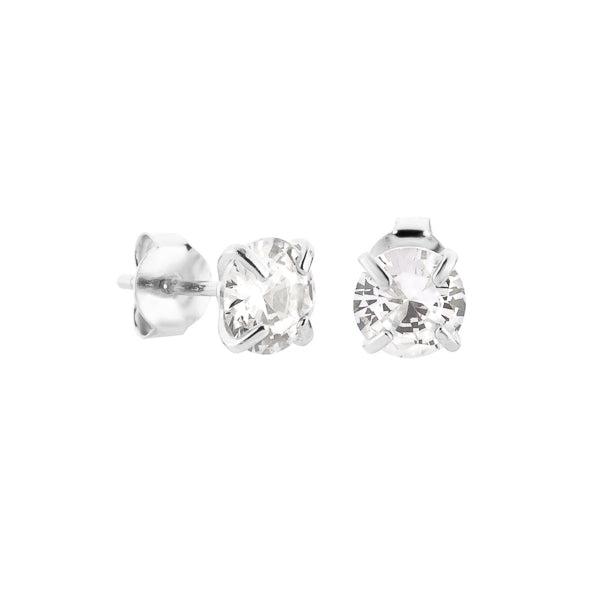 6mm Silver Cubic Zirconia Stud Earrings | Womens Simple Earrings Earrings Simple Earrings