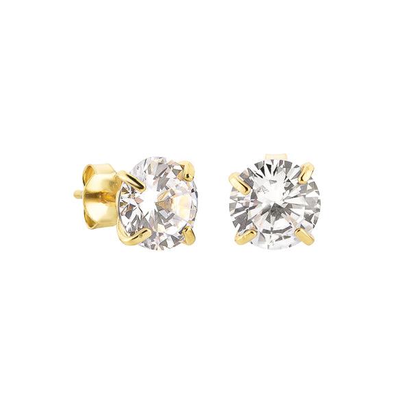 7mm Gold Cubic Zirconia Stud Earrings | Womens Simple Earrings Earrings Simple Earrings