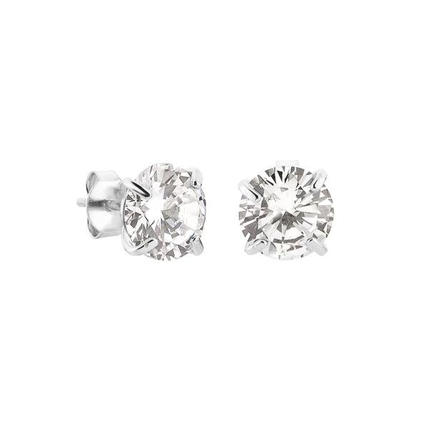 7mm Silver Cubic Zirconia Stud Earrings | Womens Stud Earrings Earrings Simple Earrings