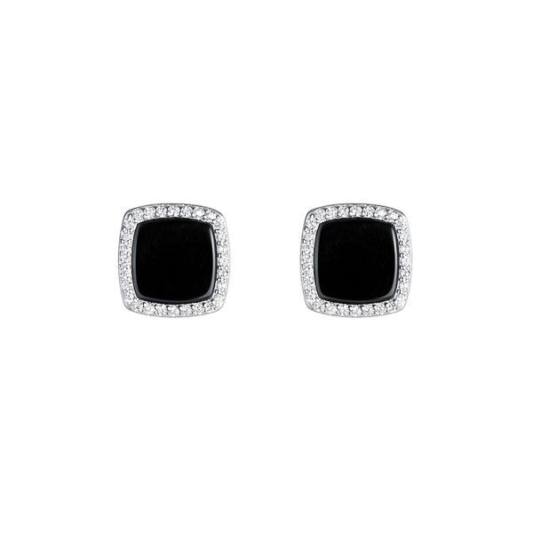 Black Square CZ Halo Stud Earrings | Womens Stud Earrings Earrings Stud Earrings