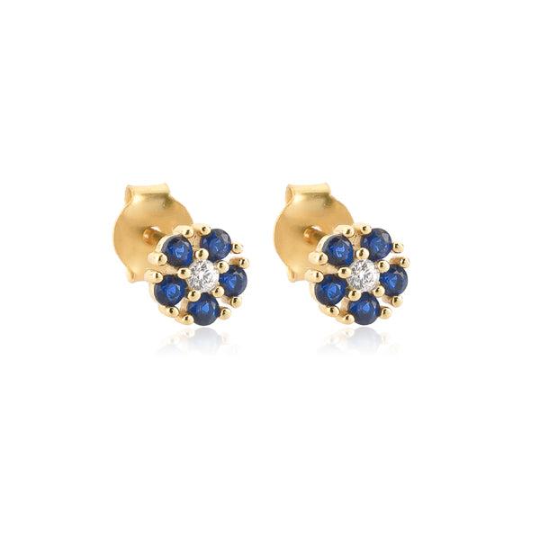 Blue Crystal Floral Stud Earrings | Womens Stud Earrings Earrings Stud Earrings