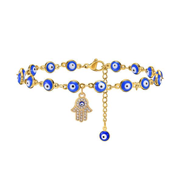 Blue Hamsa Charm Anklet | Womens Chain Anklets Anklets Beach Anklets