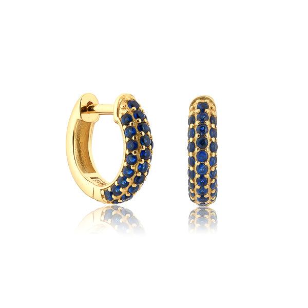 Blue Pavé Cubic Zirconia Mini Hoop Earrings | Womens Huggie Earrings Earrings Hoop Earrings