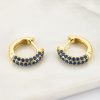 Blue Pavé Cubic Zirconia Mini Hoop Earrings | Womens Huggie Earrings Earrings Hoop Earrings