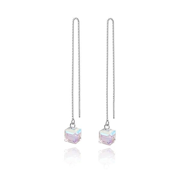 Crystal Cube Threader Earrings | Womens Simple Earrings Earrings Simple Earrings