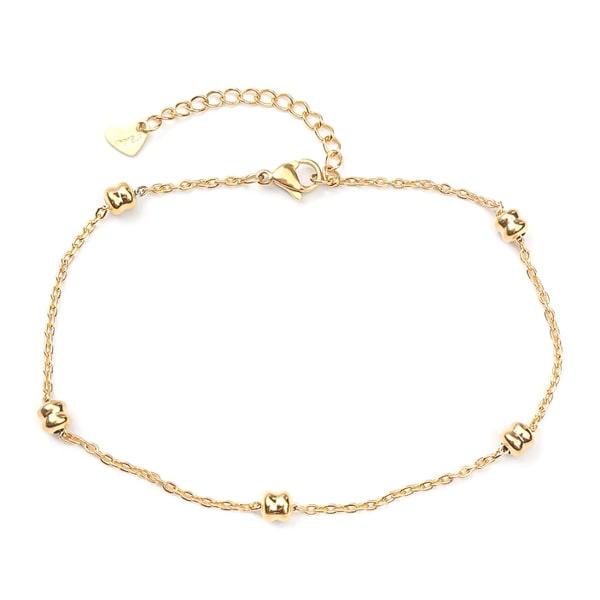 Dainty Gold Beaded Chain Anklet | Womens Beaded Anklets Anklets Beaded Anklets