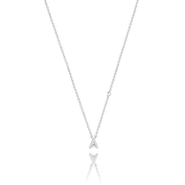 Dainty Silver Crystal Initial Necklace | Womens Initial Necklaces Initial Necklaces Initial Necklaces