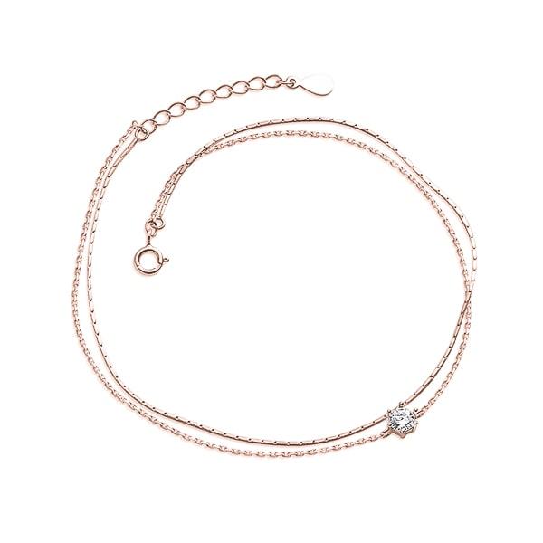 Delicate Rose Gold Vermeil Crystal Anklet | Womens Waterproof Anklets Anklets Beach Anklets