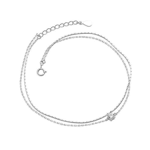 Delicate Sterling Silver Crystal Anklet | Womens Chain Anklets Anklets Beach Anklets