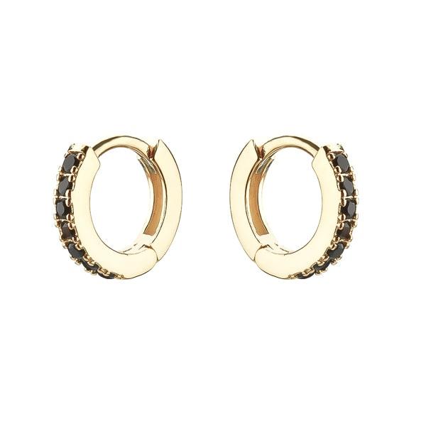 Gold Black Crystal Huggie Earrings | Womens Hoop Earrings Earrings Hoop Earrings