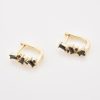 Gold Black Crystal U Hoop Earrings | Womens Huggie Earrings Earrings Hoop Earrings