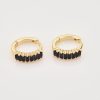 Gold Black Emerald-Cut Crystal Huggie Earrings | Womens Hoop Earrings Earrings Hoop Earrings