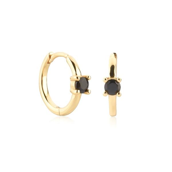 Gold Black Solitaire Hoop Earrings | Womens Hoop Earrings Earrings Hoop Earrings