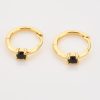 Gold Black Solitaire Hoop Earrings | Womens Hoop Earrings Earrings Hoop Earrings