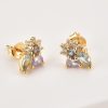 Gold Blue Floral Crystal Cluster Stud Earrings | Womens Stud Earrings Earrings Stud Earrings