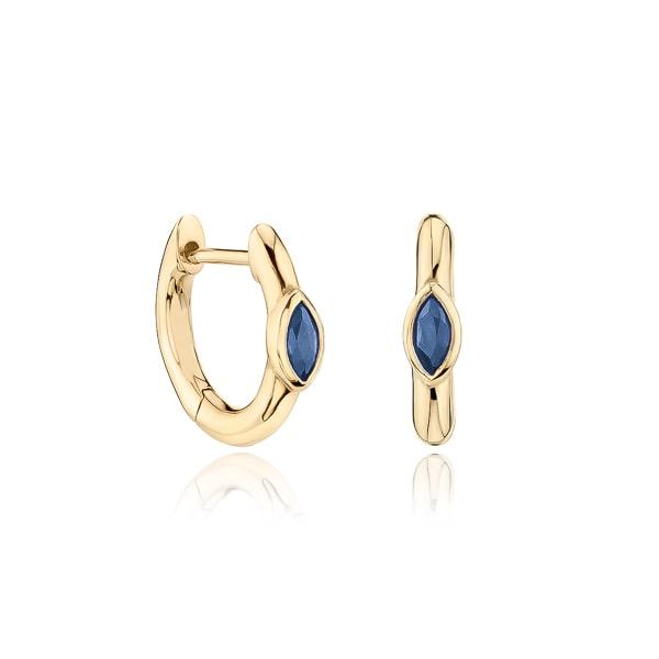 Gold Blue Mini Marquise Hoop Earrings | Womens Simple Earrings Earrings Hoop Earrings