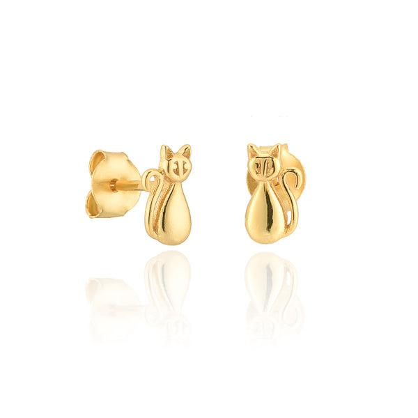 Gold Cat Stud Earrings | Womens Simple Earrings Earrings Simple Earrings