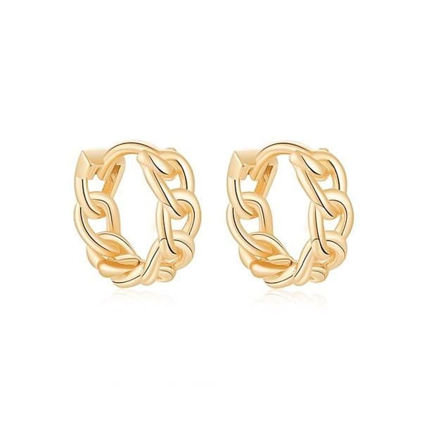 Gold Chain Link Huggie Hoop Earrings | Womens Hoop Earrings Earrings Hoop Earrings