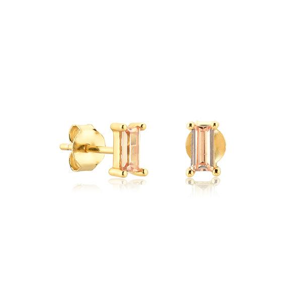 Gold Champagne Baguette CZ Mini Stud Earrings | Womens Stud Earrings Earrings Simple Earrings