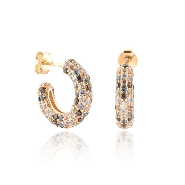 Gold Chunky Colorful CZ Huggie Hoop Earrings | Womens Hoop Earrings Earrings Hoop Earrings