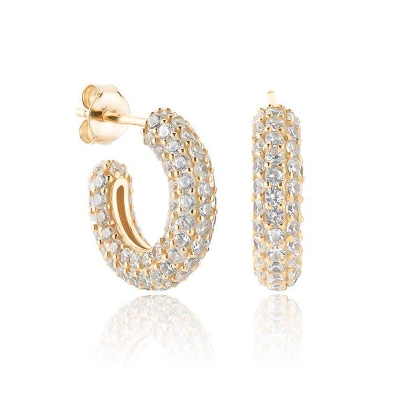 Gold Chunky Crystal Huggie Hoop Earrings | Womens Huggie Earrings Earrings Hoop Earrings