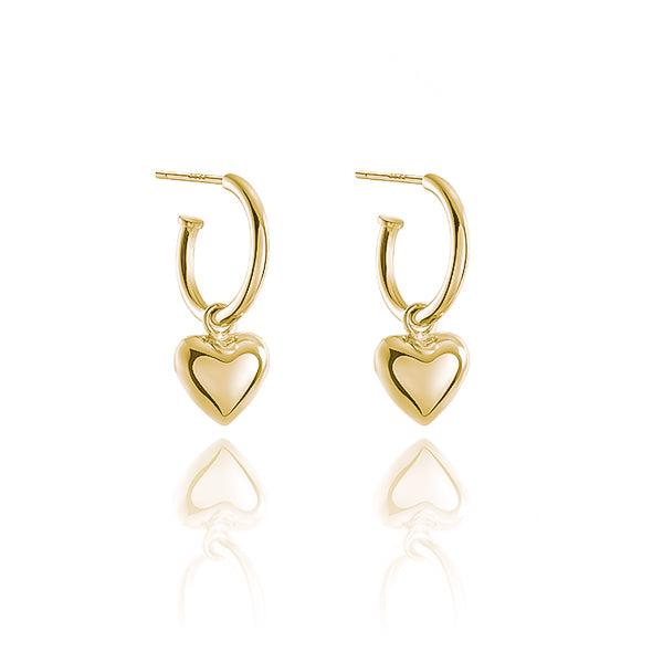 Gold Chunky Dangle Heart Hoop Earrings | Womens Hoop Earrings Earrings Hoop Earrings