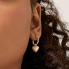 Gold Chunky Dangle Heart Hoop Earrings | Womens Hoop Earrings Earrings Hoop Earrings