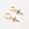 Gold Colorful Designer Cross Earrings | Womens Hoop Earrings Drop Earrings Drop Earrings