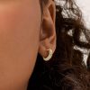 Gold Creamy Emerald-Cut Crystal Mini Hoop Earrings | Womens Hoop Earrings Earrings Hoop Earrings