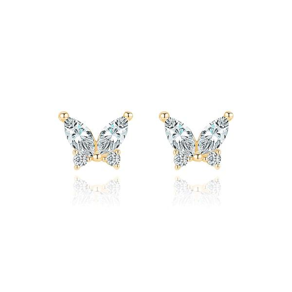 Gold Crystal Butterfly Stud Earrings | Womens Stud Earrings Earrings Simple Earrings