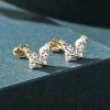 Gold Crystal Butterfly Stud Earrings | Womens Stud Earrings Earrings Simple Earrings