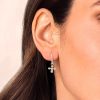 Gold Crystal Cross C Hoop Earrings | Womens Hoop Earrings Drop Earrings Drop Earrings