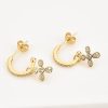 Gold Crystal Cross C Hoop Earrings | Womens Hoop Earrings Drop Earrings Drop Earrings