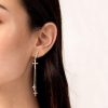 Gold Crystal Cross Drop Chain Hoop Earrings | Womens Drop Earrings Drop Earrings Drop Earrings