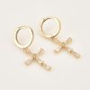 Gold Crystal Cross Hoop Earrings | Womens Simple Earrings Drop Earrings Drop Earrings