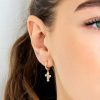 Gold Crystal Cross Mini Hoop Earrings | Womens Simple Earrings Earrings Hoop Earrings