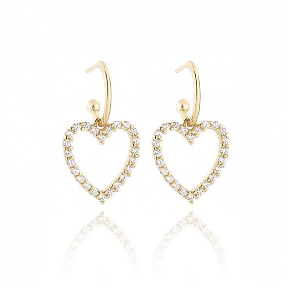 Gold Crystal Heart Dangle Drop Earrings | Womens Drop Earrings Drop Earrings Drop Earrings