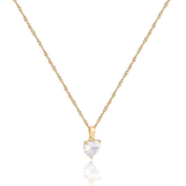 Gold Crystal Heart Pendant Necklace | Womens Heart Necklaces Necklaces Heart Necklaces