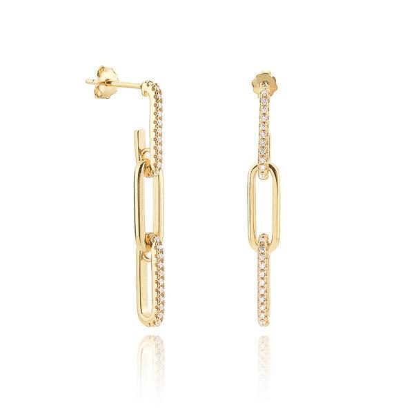 Gold Crystal Link Chain Drop Earrings | Womens Drop Earrings Drop Earrings Drop Earrings