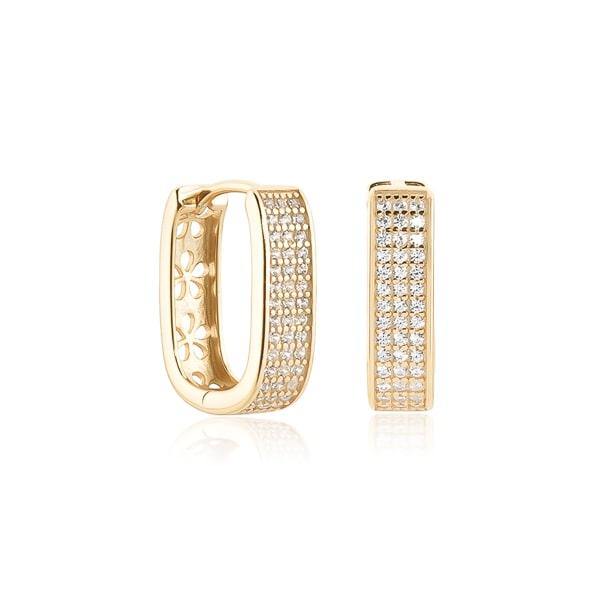 Gold Crystal Pavé Oval Hoop Earrings | Womens Hoop Earrings Earrings Hoop Earrings