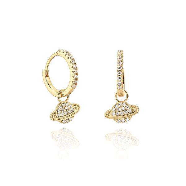 Gold Crystal Planet Huggie Hoop Earrings | Womens Huggie Earrings Earrings Hoop Earrings