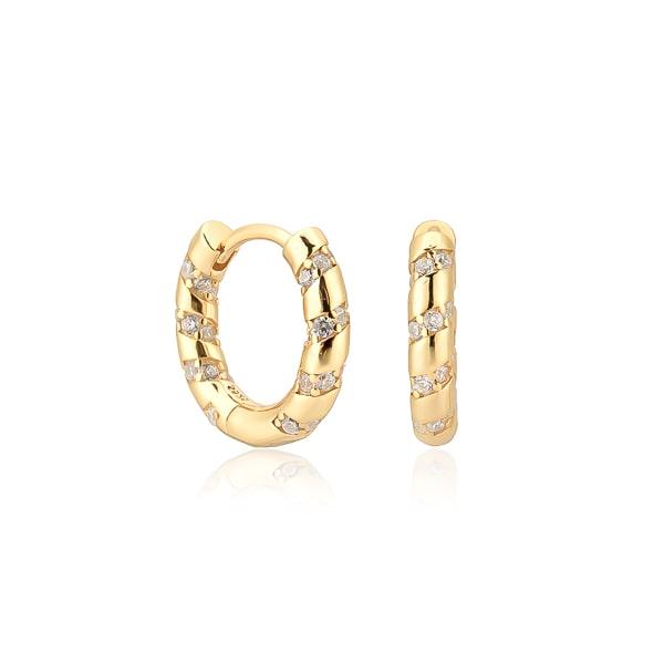 Gold Crystal Spiral Hoop Earrings | Womens Hoop Earrings Earrings Hoop Earrings