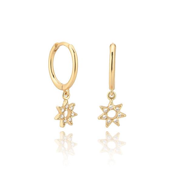 Gold Crystal Sun Mini Hoop Earrings | Womens Drop Earrings Drop Earrings Drop Earrings