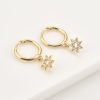 Gold Crystal Sun Mini Hoop Earrings | Womens Drop Earrings Drop Earrings Drop Earrings