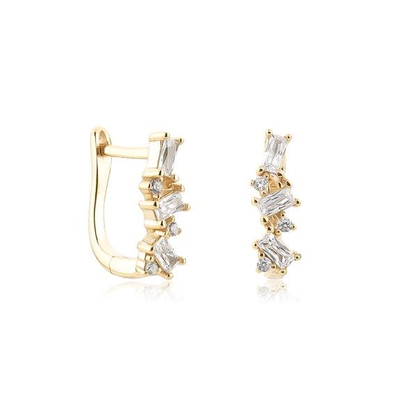 Gold Crystal U Hoop Earrings | Womens Sleeper Earrings Earrings Hoop Earrings